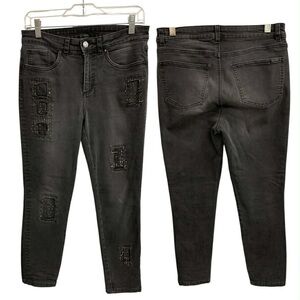 Joseph Ribkoff Black Embellished Ankle Jeans S6